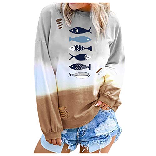 FELZ Sudaderas Mujer Tumblr Anchas Adolescentes Chica Blusa De Manga Larga ImpresióN De Letra Camiseta OtoñO E Invierno Ropa Blusas Empalme Color De Cuello Redondo De Moda para Mujer