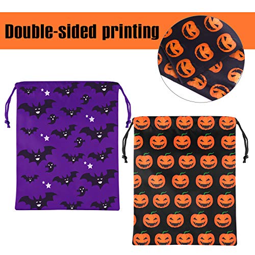 FEPITO Bolsas de Dulces, Bolsas Golosinas con Cordón de Halloween, Bolsas de Halloween para Suministros de Fiesta de Halloween (18 Pcs)