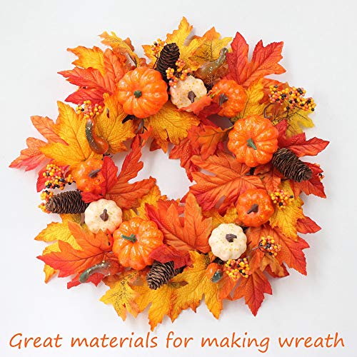 FEPITO Decoraciones Otoño Thanksgiving Day, Mini Calabazas Artificiales, Conos Pino, Hojas Otoño, Bellotas para Decoraciones Fiesta Otoño Thanksgiving Suministros (96pcs)