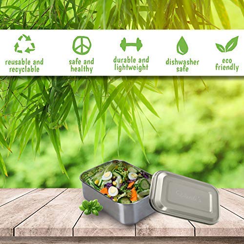 Fiambrera Bento Vanli's de Acero Inoxidable para Adultos | Contenedores de Comida en Clásico Estilo Japonés Estilo Bento en Metal de Grado Superior Sin Aislamiento | Ecológico, Reusable y Sin BPA