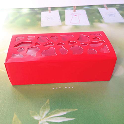 FICI 5Pcs Macarons Box Cajas Decorativas para Chocolates Wedding Party Baking Decoración Box Cake Decoration Packaging, Rojo