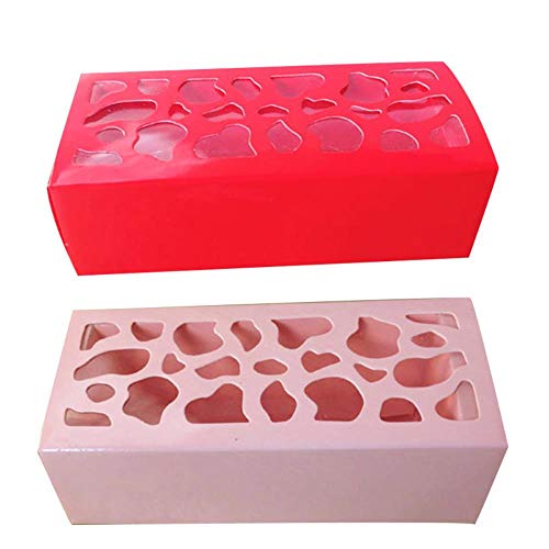 FICI 5Pcs Macarons Box Cajas Decorativas para Chocolates Wedding Party Baking Decoración Box Cake Decoration Packaging, Rojo