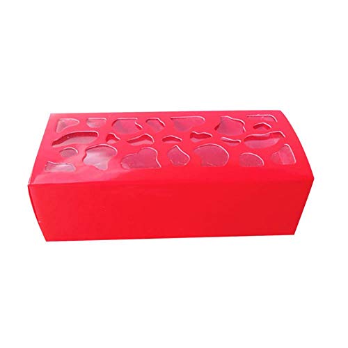 FICI 5Pcs Macarons Box Cajas Decorativas para Chocolates Wedding Party Baking Decoración Box Cake Decoration Packaging, Rojo