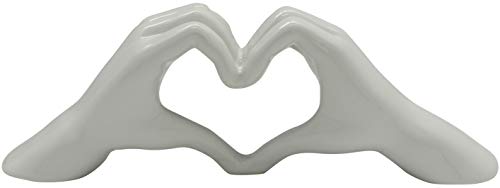 Figurita Escultura Moderna Mano Corazón de plata o blanco 31x11 cm * 1 pieza *