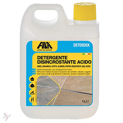 Fila Deterdek Desincrustante para barro, gres porcelánico, cerámica esmaltada, piedras resistentes a los ácidos, clinker 1 litre