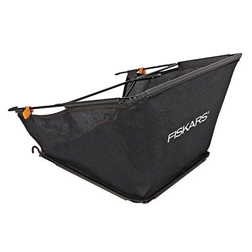 Fiskars Cesta para cortacésped Fiskars StaySharp Max, Capacidad: 18 litros, Negro/Naranja, 1000592