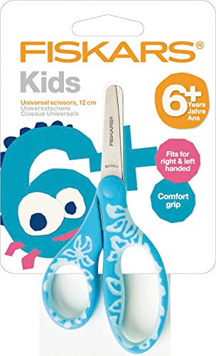 Fiskars Tijeras infantiles, 6+ años, 12 cm, Para diestros y zurdos, Acero inoxidable/Plástico, Turquesa, 1027419