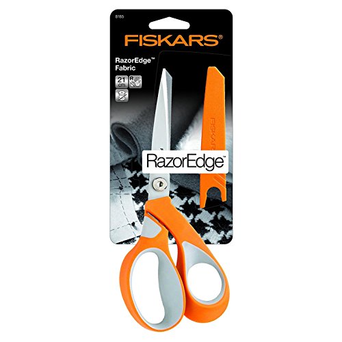 Fiskars Tijeras multiuso, Longitud de las hojas: 9,5 cm, Hoja de acero inoxidable/Mangos de plástico, Naranja, RazorEdge, 1014579