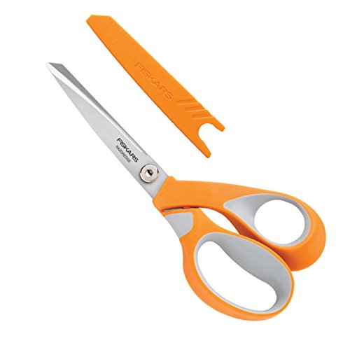 Fiskars Tijeras multiuso, Longitud de las hojas: 9,5 cm, Hoja de acero inoxidable/Mangos de plástico, Naranja, RazorEdge, 1014579