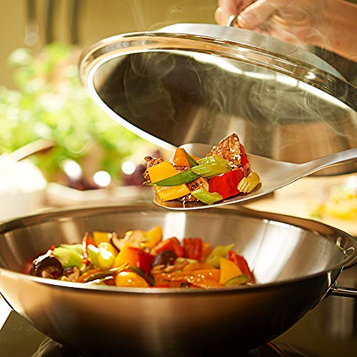 Fissler original-profi collection / Wok (Ø 30 cm) de acero inoxidable, con tapadera de vidrio, apta para cocinas de inducción, gas, vitrocerámica y eléctricas