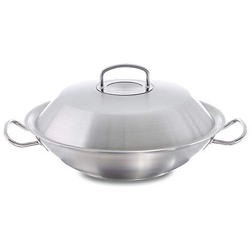 Fissler original-profi collection / Wok (Ø 30 cm) de acero inoxidable, con tapadera de vidrio, apta para cocinas de inducción, gas, vitrocerámica y eléctricas