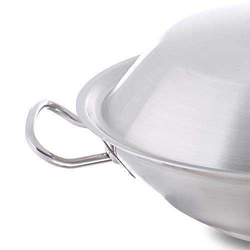 Fissler original-profi collection / Wok (Ø 30 cm) de acero inoxidable, con tapadera de vidrio, apta para cocinas de inducción, gas, vitrocerámica y eléctricas