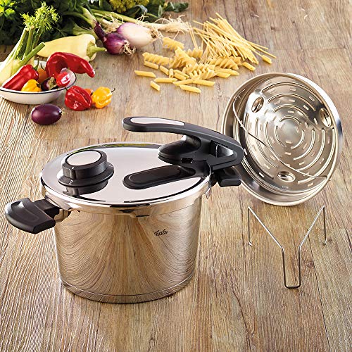 Fissler vitavit edition design / Olla a presión (6 litros, Ø 22 cm) de acero inoxidable, 2 niveles de cocción, apta para cocinas de inducción, gas, vitrocerámica y eléctricas