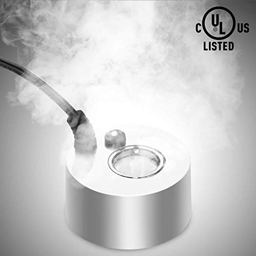 FITNATE Mini atomizador ultrasónico de la máquina de Humo de la charca de la Fuente de Agua de Fogger del Fabricante de la Niebla con el humectador del Aire del Adaptador, Plata