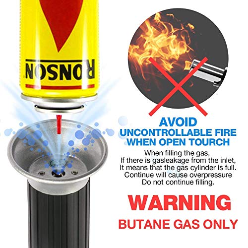 Flambeado Quemador de gas butano para el de la cocina. Cocina casera negra para bricolaje, crema, brulee, pasteles, postres, soldadura fuerte, soldadura, acampada (butano no incluido).