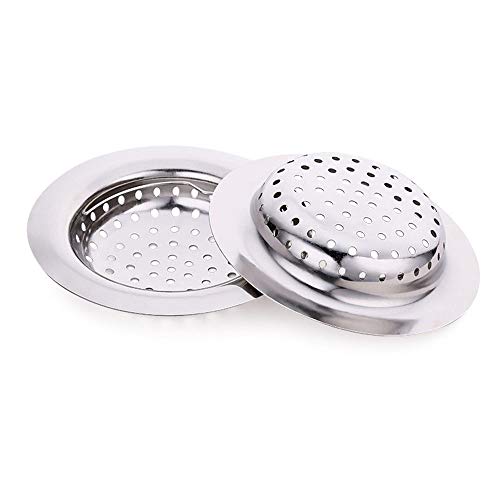 Fleymu Repuesto Colador Fregadero Cocina Apón de Lavabo Accesorio con Asa Acero Inoxidable Residuos Metal Desagüe Tapón Adecuado para Tocador Baño Fregadero Cocina Residuos Filtro Evitar Bloqueo