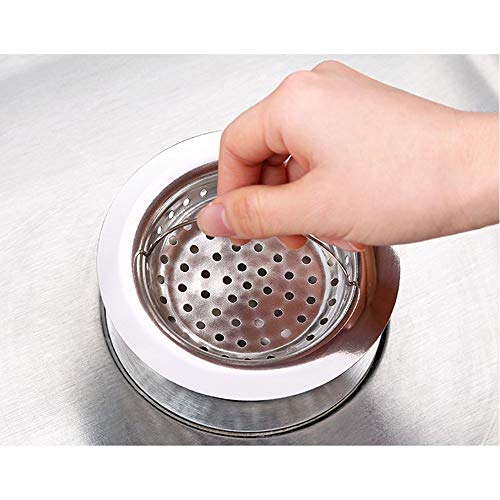 Fleymu Repuesto Colador Fregadero Cocina Apón de Lavabo Accesorio con Asa Acero Inoxidable Residuos Metal Desagüe Tapón Adecuado para Tocador Baño Fregadero Cocina Residuos Filtro Evitar Bloqueo