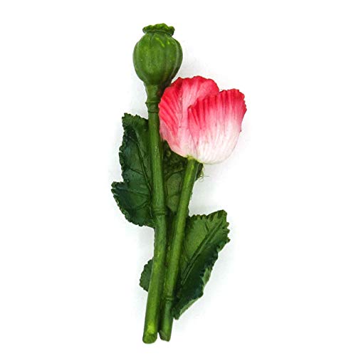 Flor Flora Opio Amapola Semilla de pan Amapola Papaver somniferum Pintado a mano de cerámica Resina Imán de recuerdo Decoración Amor Cocina Árbol Naturaleza Refrigerador Corazón Rosa