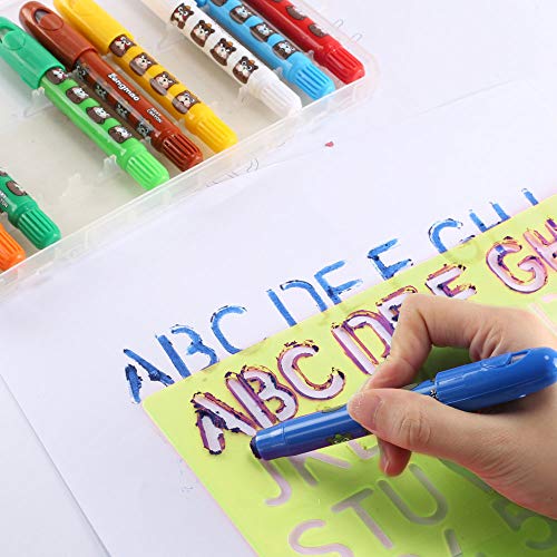 FOGAWA 8pz Plantillas de Letras Stencil de Números y Letras para Manualidades Diario Plantillas de Alfabeto para Scrapbooking Pinturas de Arte DIY Niños 4 Colores Tamaños