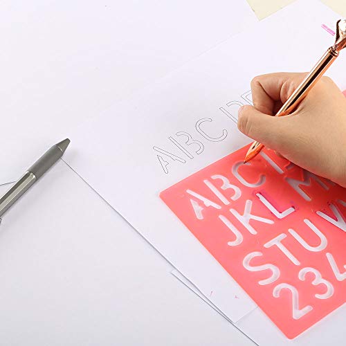 FOGAWA 8pz Plantillas de Letras Stencil de Números y Letras para Manualidades Diario Plantillas de Alfabeto para Scrapbooking Pinturas de Arte DIY Niños 4 Colores Tamaños