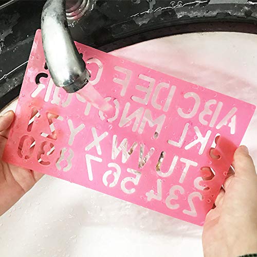 FOGAWA 8pz Plantillas de Letras Stencil de Números y Letras para Manualidades Diario Plantillas de Alfabeto para Scrapbooking Pinturas de Arte DIY Niños 4 Colores Tamaños