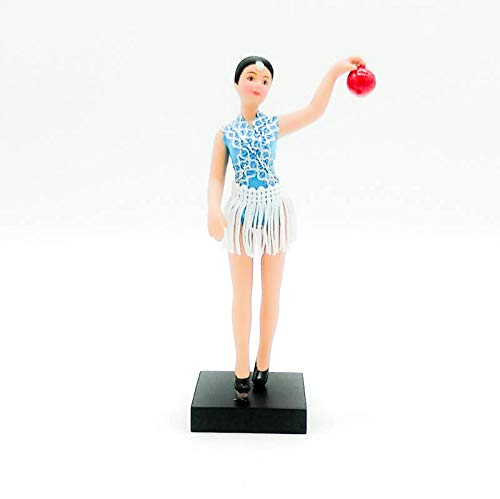 Folk Artesanía Muñeca de colección de Porcelana de 18 cm., Exclusiva edición Gimnasia rítmica con Pelota, Fabricada en España Muñecas. (Rojo Burdeos)