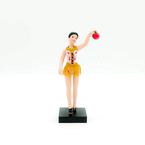 Folk Artesanía Muñeca de colección de Porcelana de 18 cm., Exclusiva edición Gimnasia rítmica con Pelota, Fabricada en España Muñecas. (Rojo Burdeos)