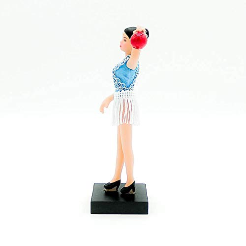 Folk Artesanía Muñeca de colección de Porcelana de 18 cm., Exclusiva edición Gimnasia rítmica con Pelota, Fabricada en España Muñecas. (Rojo Burdeos)