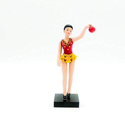 Folk Artesanía Muñeca de colección de Porcelana de 18 cm., Exclusiva edición Gimnasia rítmica con Pelota, Fabricada en España Muñecas. (Rojo Burdeos)