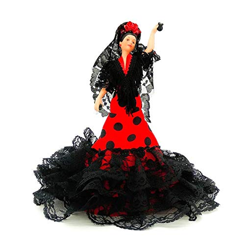 Folk Artesanía Muñeca Porcelana andaluza o Flamenca 28 cm Original Fabricado en España