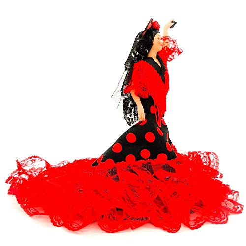 Folk Artesanía Muñeca Porcelana andaluza o Flamenca 28 cm Original Fabricado en España