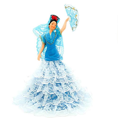 Folk Artesanía Muñeca Porcelana andaluza o Flamenca 28 cm Original Fabricado en España