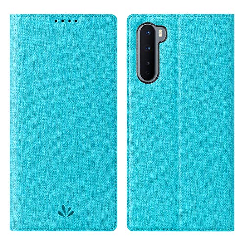 Foluu Oneplus Nord 5G, funda tipo cartera de piel sintética fina de alta calidad, ranuras para tarjetas de crédito, soporte y cierre magnético, transparente de TPU para Oneplus Nord 5G 2020 (azul)