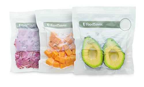 Foodsaver FVB015X Bolsas para envasador al vacío con cierre tipo zip, 0.95 litros, 0 Decibelios, Plástico, Transparente + FSC003-I-065 - Set de 3 tarros de envasado al vacío