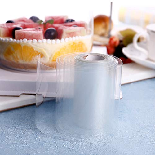 FOROREH Rollo de Cinta de PVC Rodhoid de 10M, Rollo de Polipropileno, Cinta Circular de PVC, Mousse Especial, para Pastelería, Tarta, Mousse de Fijación - 10 Mx 10 CM