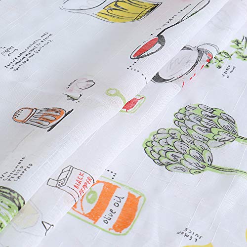 Frenessa Juego de Visillos Estampadas con Presillas Pack 2 Cortinas Translucidas para Dormitorio o Cocina Decoración de Ventanas, Diseño de Vegetales, 100 x 140 cm