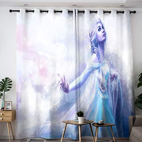 Frozen Elsa - Cortinas opacas con ojales sólidos (63 x 63 cm)