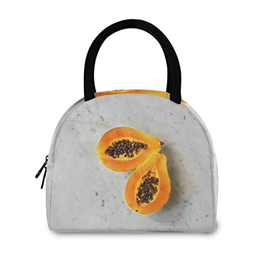 Fruit Papaya - Bolsa de almuerzo portátil de mármol con aislamiento, para mujeres, hombres, niños, niñas, reutilizable, para la escuela, picnic, oficina