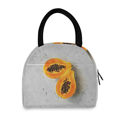 Fruit Papaya - Bolsa de almuerzo portátil de mármol con aislamiento, para mujeres, hombres, niños, niñas, reutilizable, para la escuela, picnic, oficina