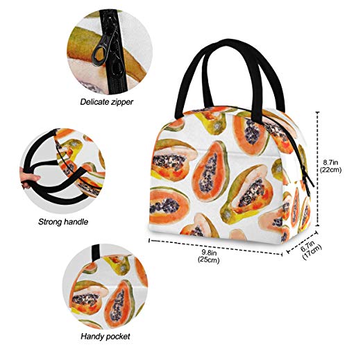 Fruit Papaya - Bolsa térmica portátil para el almuerzo, para mujeres, hombres, niños, niñas, reutilizable, para la escuela, picnic, oficina