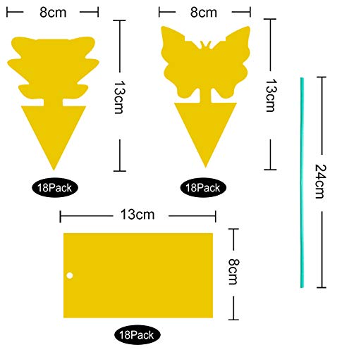 Fullsexy 54 Piezas de Trampa para Moscas Colgando y Placas Amarillas enchufables Planta de protección de Pegatina Amarilla de los pulgones Mosquitos, Moscas de Hoja y Moscas Blancas