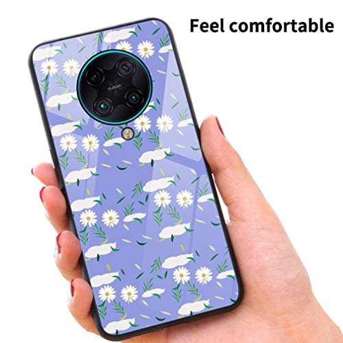 Funda N/D compatible con Xiaom i Poco F2 Pro, con margaritas, cristal templado, con marco de silicona TPU suave, resistente a los golpes, resistente a los arañazos, funda para Xiaom i Poco F2 Pro