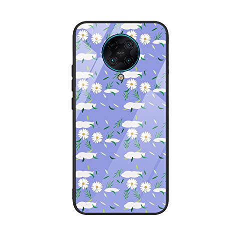 Funda N/D compatible con Xiaom i Poco F2 Pro, con margaritas, cristal templado, con marco de silicona TPU suave, resistente a los golpes, resistente a los arañazos, funda para Xiaom i Poco F2 Pro