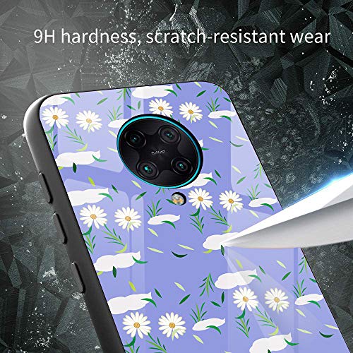 Funda N/D compatible con Xiaom i Poco F2 Pro, con margaritas, cristal templado, con marco de silicona TPU suave, resistente a los golpes, resistente a los arañazos, funda para Xiaom i Poco F2 Pro