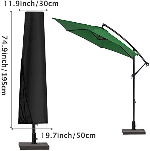 Funda Protectora para Parasol, Cubierta para Sombrilla, Tejido Oxford 600D Impermeable, con Varilla, con Cremallera, 195 x 26-55cm