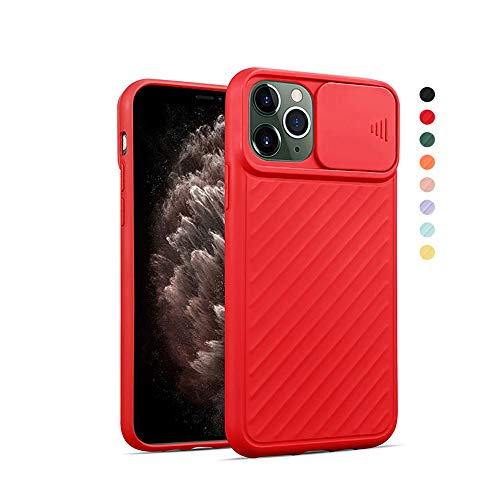 Funda Silicona para iPhone 11 Pro (5,8") [Tapa Deslizante Protección Camara], Ligera, Anti-Deslizante, Carga inalámbrica, Anti-Huellas. Rojo.