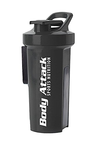 GA11 Sports Shaker+ - Coctelera con texto BodyAttack (1000 ml), color negro