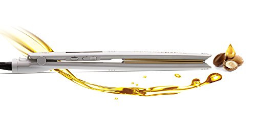 GA.MA Elegance Argan Plancha de pelo Blanco - Moldeador de pelo (Plancha de pelo, Cabello seco, 230 °C, Blanco, LCD, 1 min)