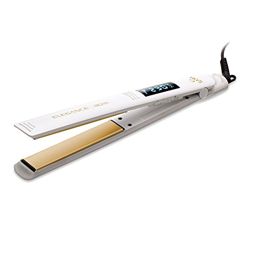 GA.MA Elegance Argan Plancha de pelo Blanco - Moldeador de pelo (Plancha de pelo, Cabello seco, 230 °C, Blanco, LCD, 1 min)