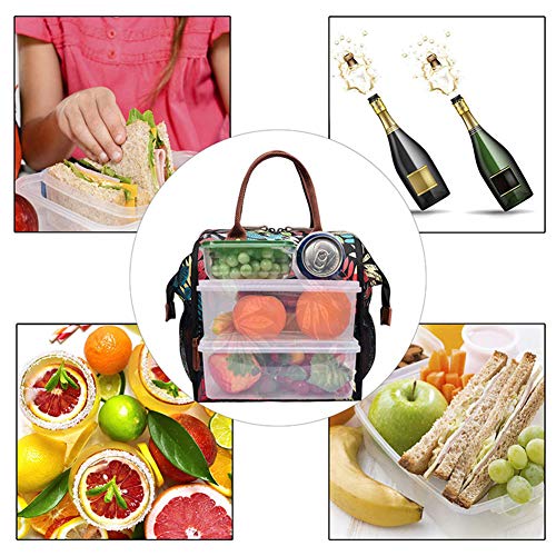 Ganquer Bolsa de almuerzo de tela Oxford, bolsa de almuerzo grande, resistente al agua, bolsa térmica suave para el almuerzo, No nulo, Diseño de flores, Tamaño libre